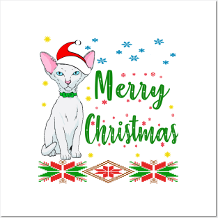 Merry Christmas. Hairless cat Desing. Holiday Gifts Posters and Art